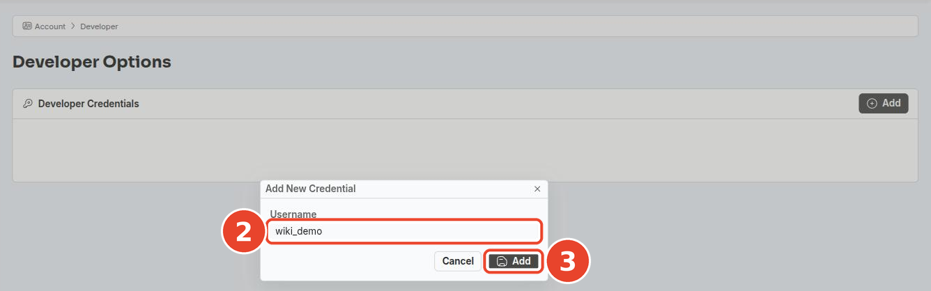 Add New Credential dialog