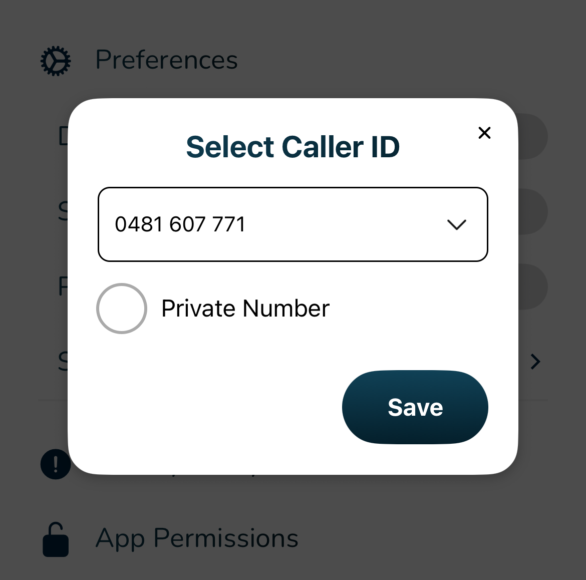 Select a caller ID and save