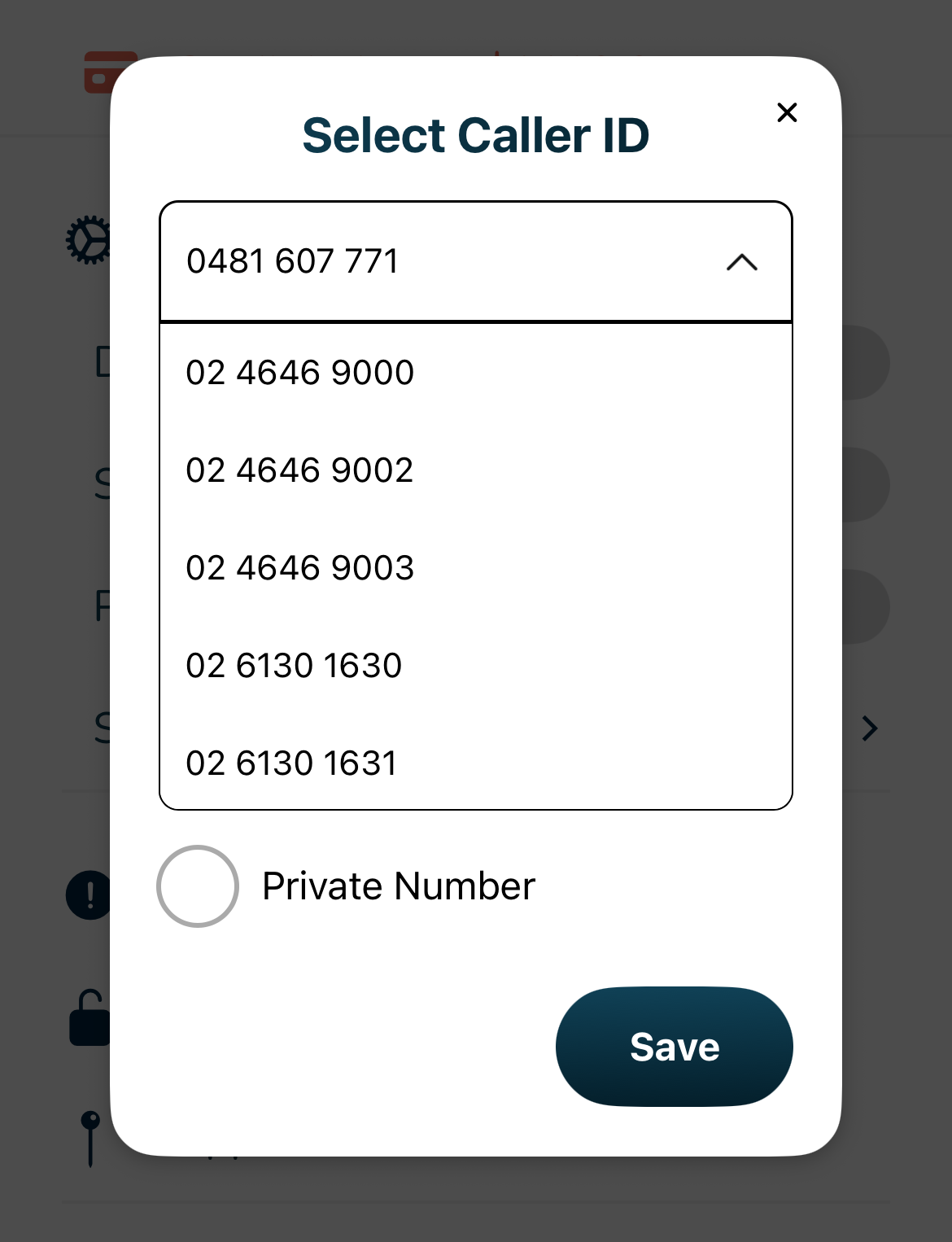 The list of numbers you can present as caller ID